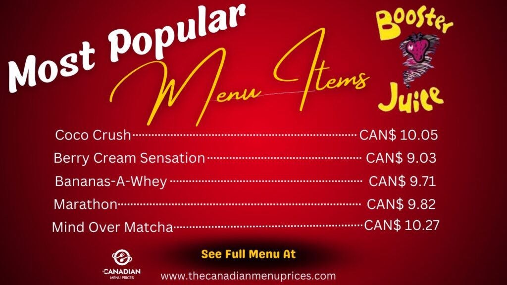 Most Famous Menu Items at Booster Juice
