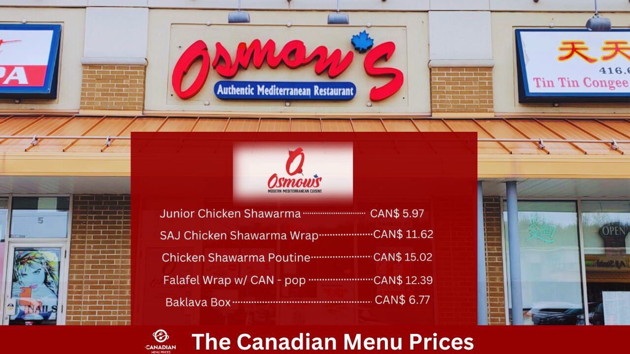 Osmow's Menu Prices in Canada