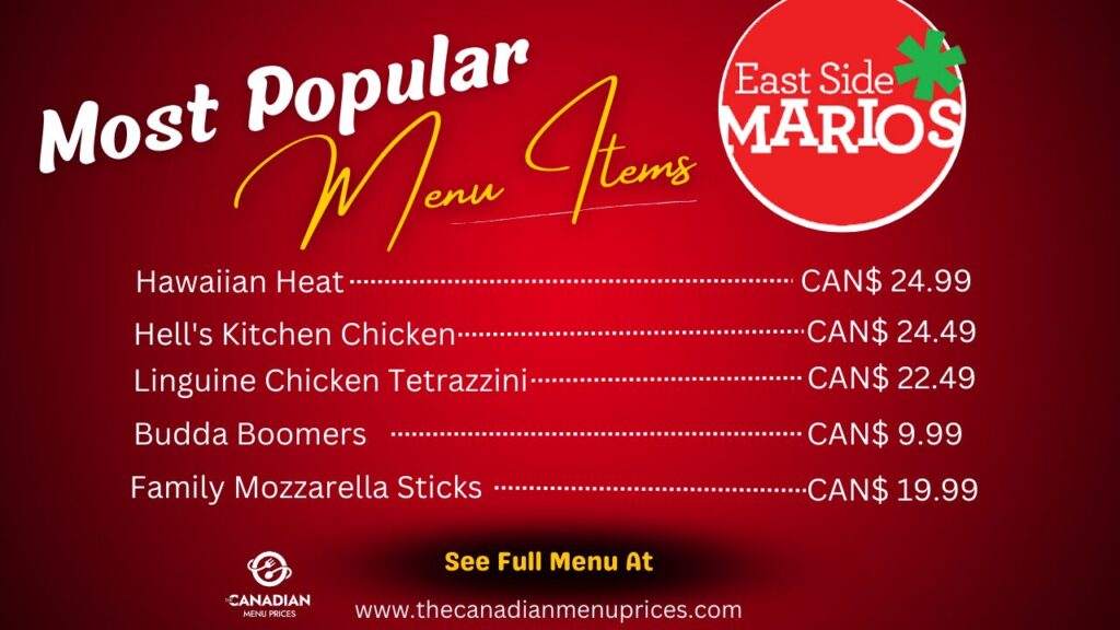 Popular Food Items of East Side MARIOS