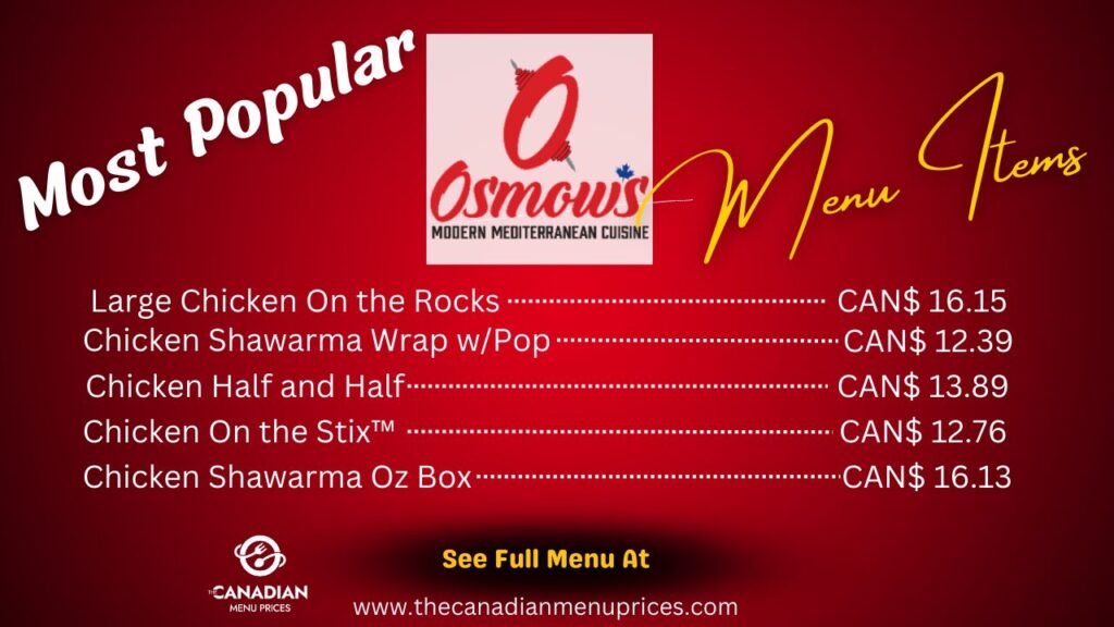 Popular Items at Osmow's Menu Prices in Canada
