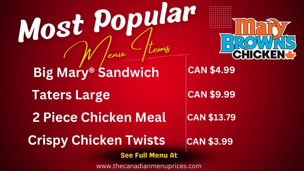 mary brown Most Popular Menu Items