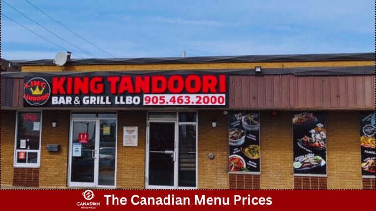 King Tandoori Menu Prices in Canada