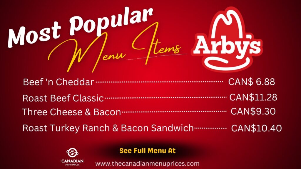 Most Popular Food Items of Arby's in Canada
