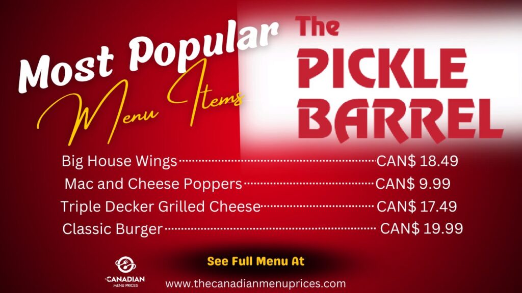 Most Popular Items of The Pickle Barrel 