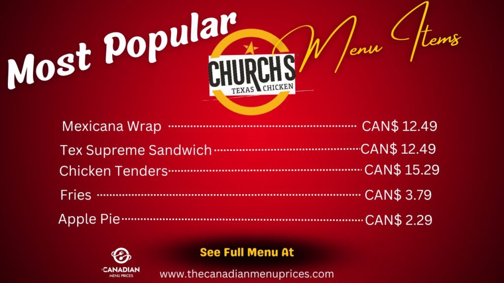Most Popular Menu Items at Church's Chicken canada