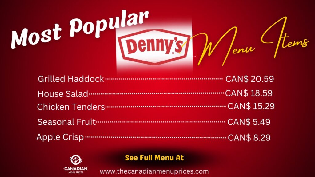  Most Popular Menu Items at Denny's Canada