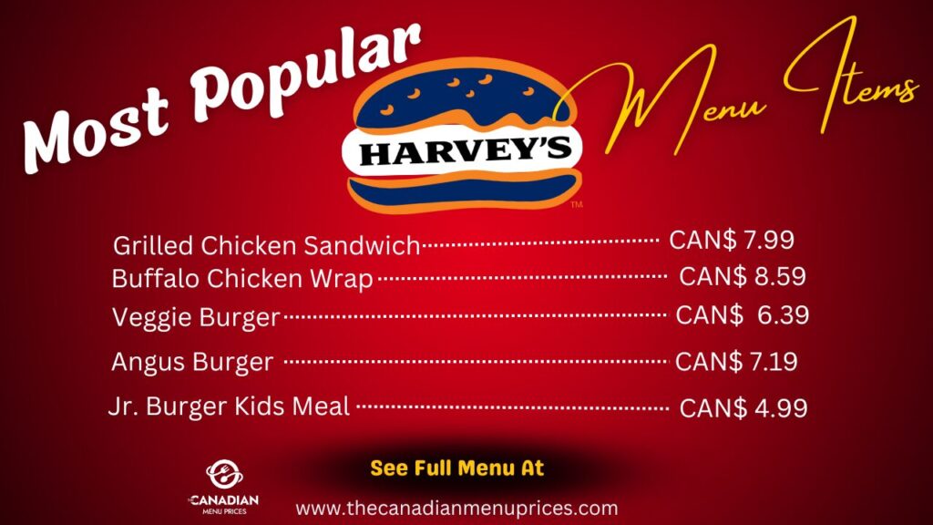 Most Popular Food Items at Harvey’s