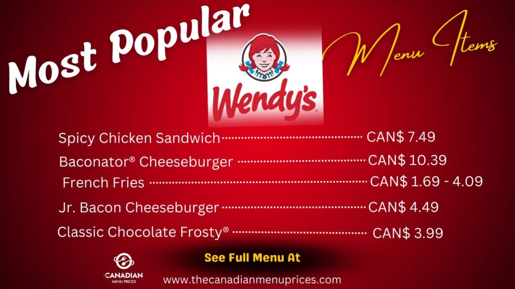Most Popular Menu Items at wendy's