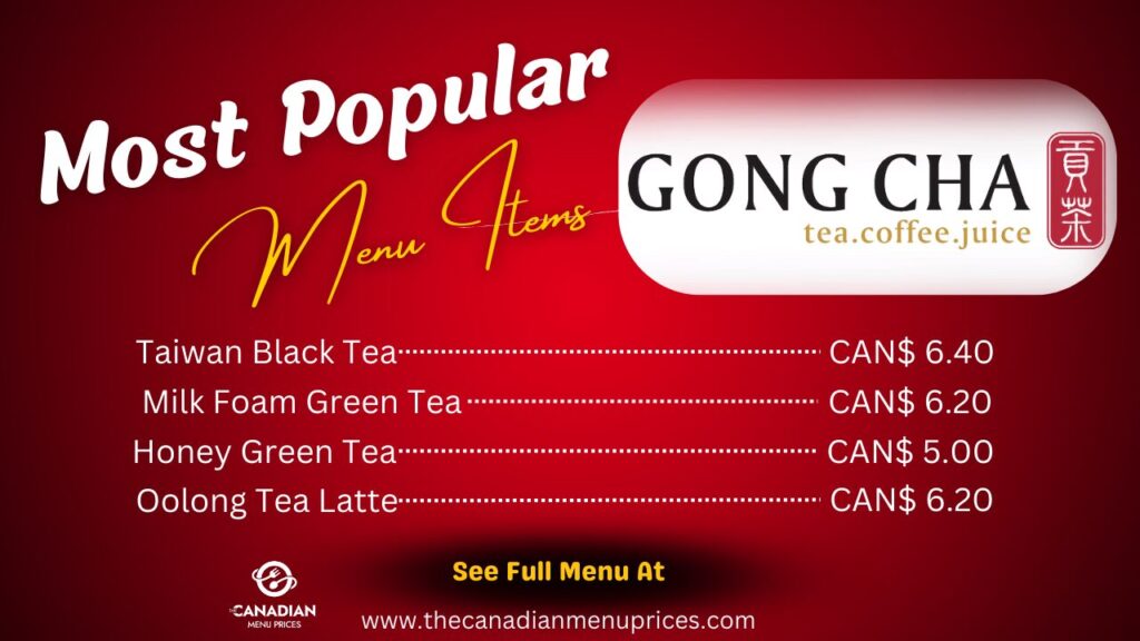 Most Popular Menu Items of gong cha