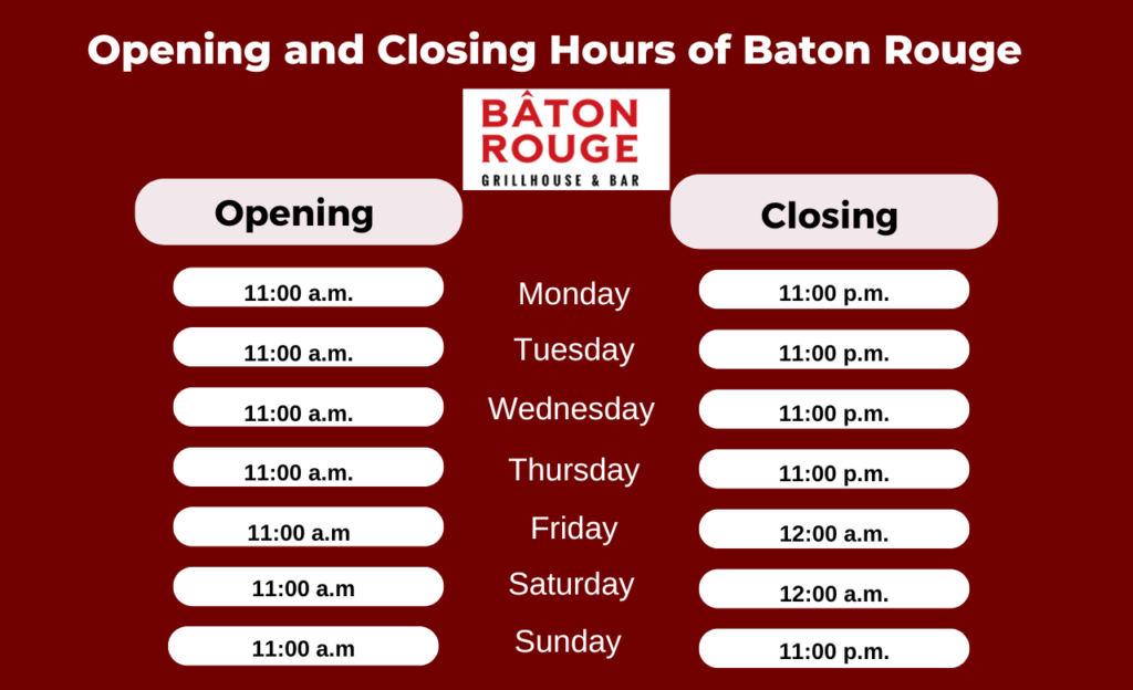 Operating Hours of Baton Rouge in Canada