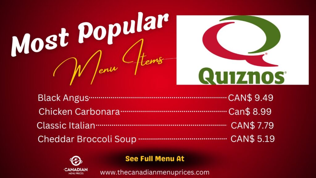 Most Popular Items of Quiznos in Canada