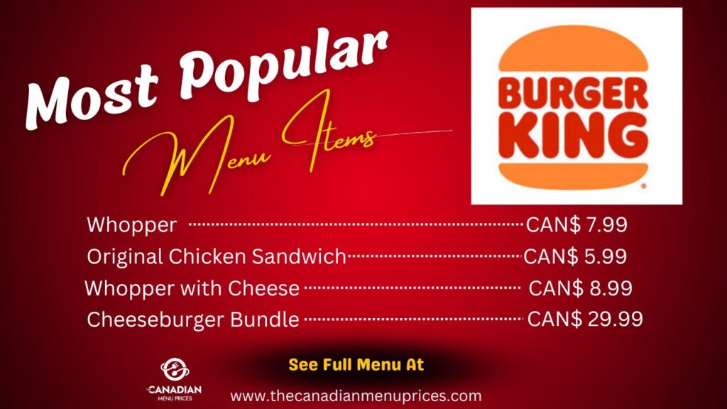 Most Popular items of Burger King 