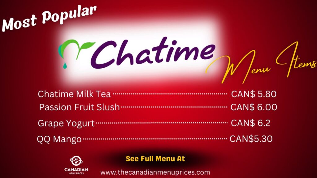 Popular Food Items at Chatime in Canada 