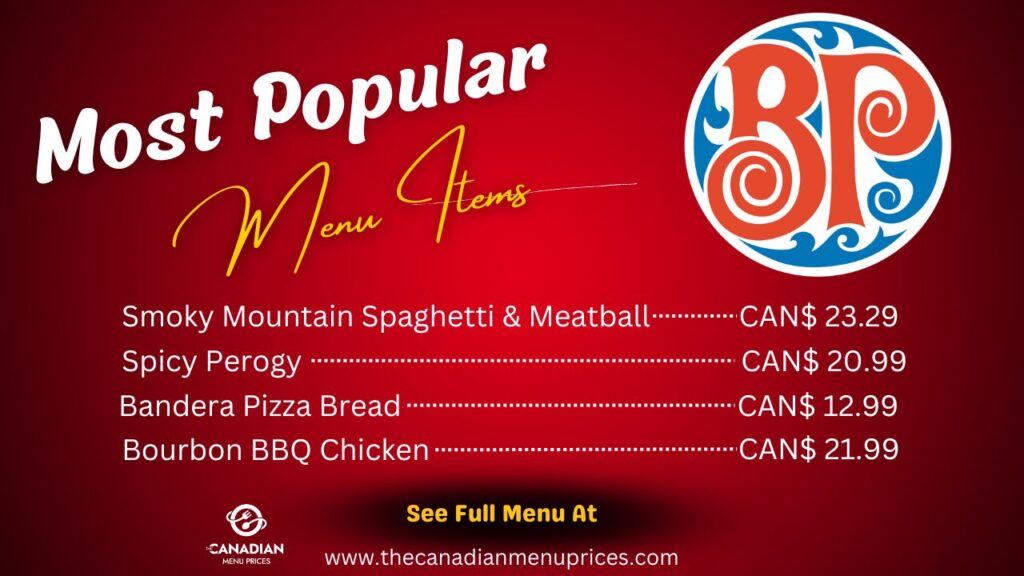 Popular Food Items of Boston Pizza in Canada