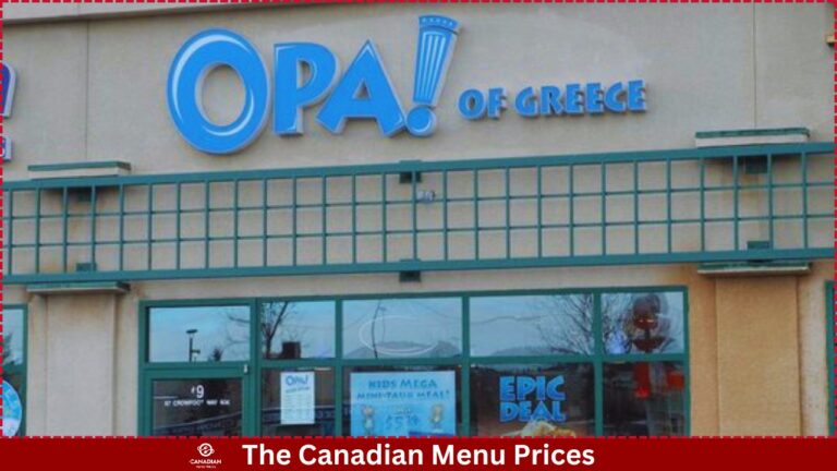 OPA! Of Greece Menu Prices In Canada