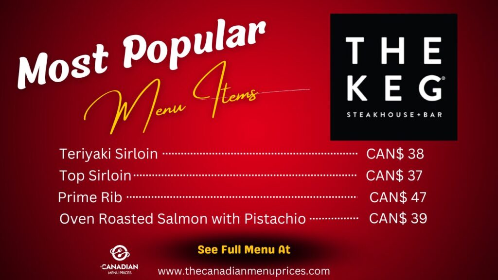 Popular Food Items at The Keg in Canada