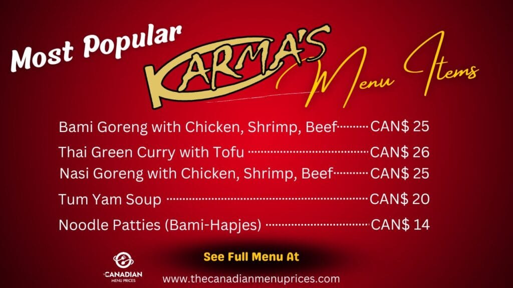 Most Popular Food Items at Karma's Cafe Canada