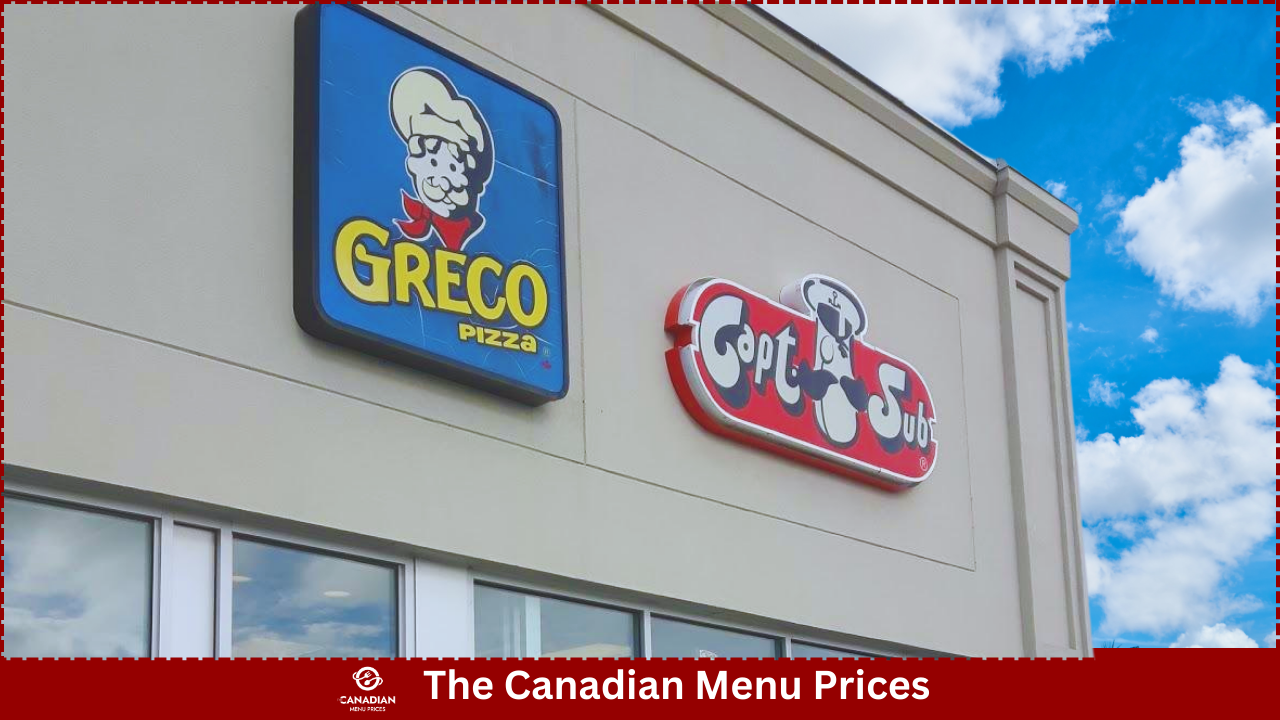 Greco Pizza Menu Prices in Canada