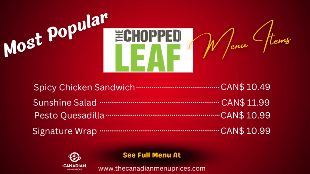 Chopped Leaf Menu Prices In Canada